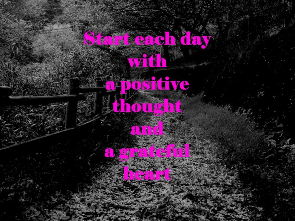 Start each day with a positive thought and a grateful heart