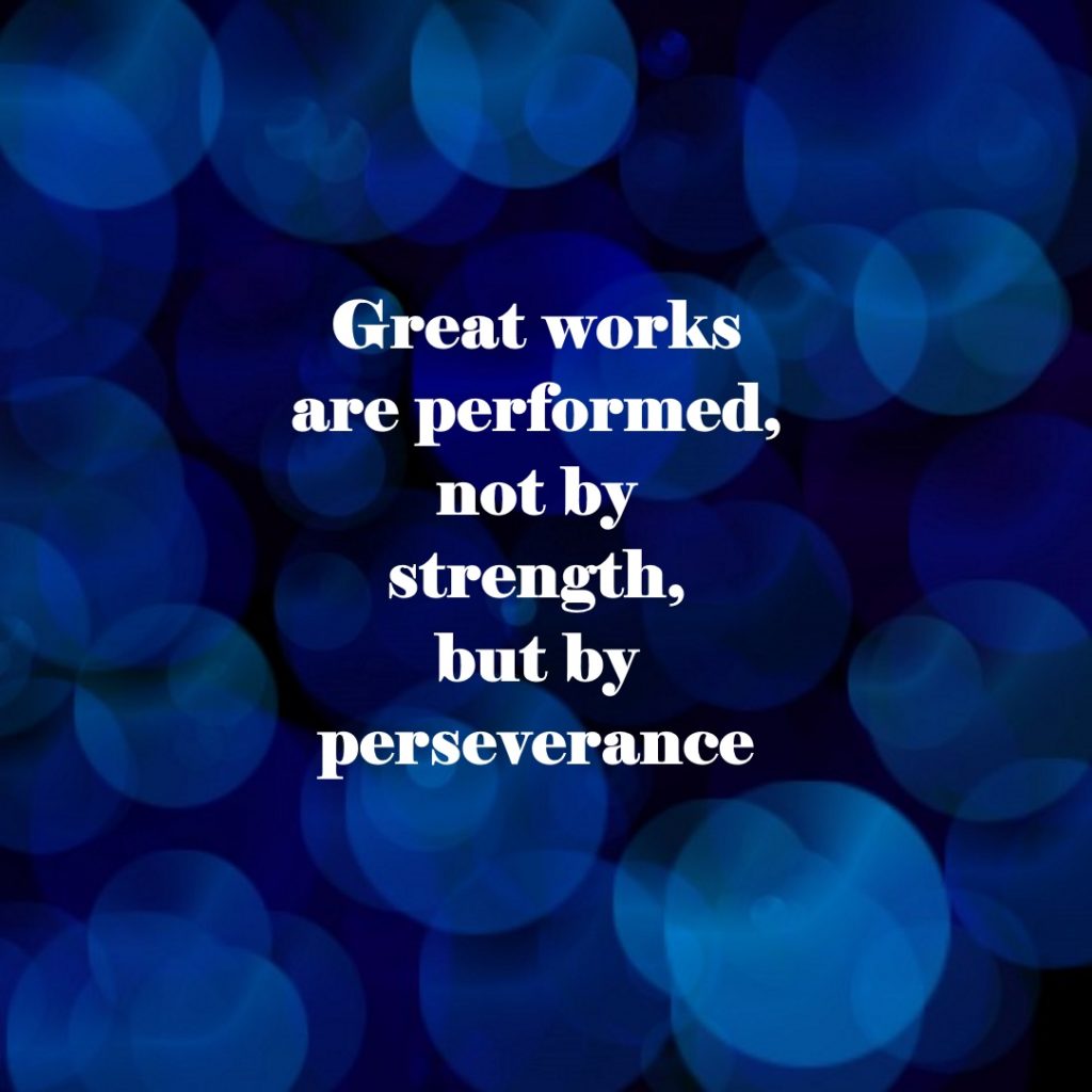 Great works are performed, not by strength, but by perseverance